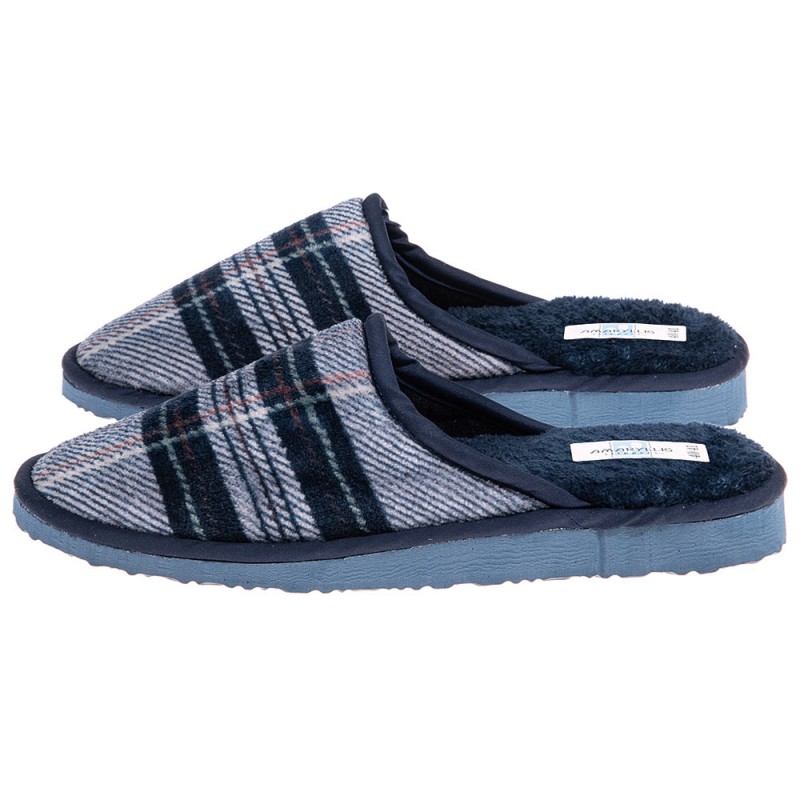 Amaryllis Men s Velour Slippers Plaid Design