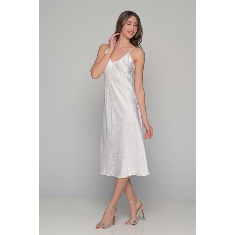 Milena Women s Satin Midi Nightdress V Neckline