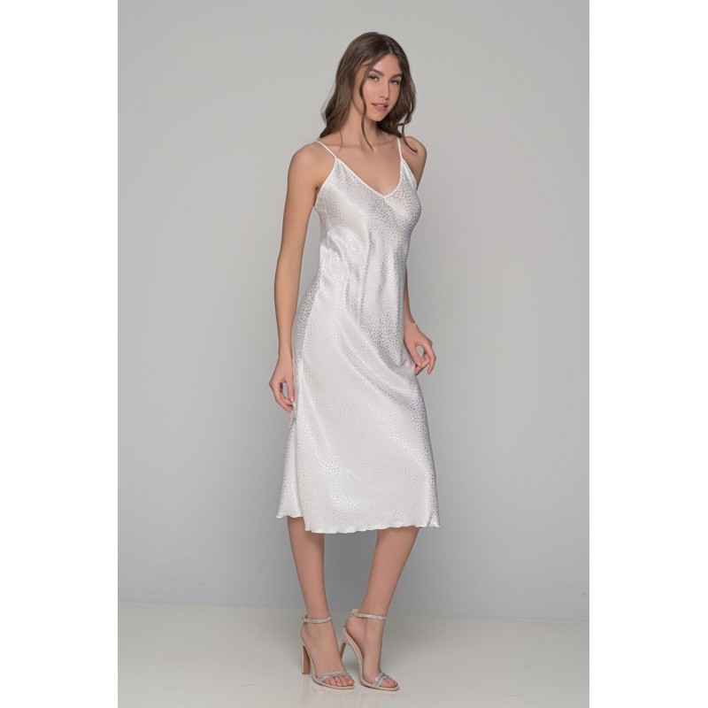 Milena Women s Satin Midi Nightdress V Neckline