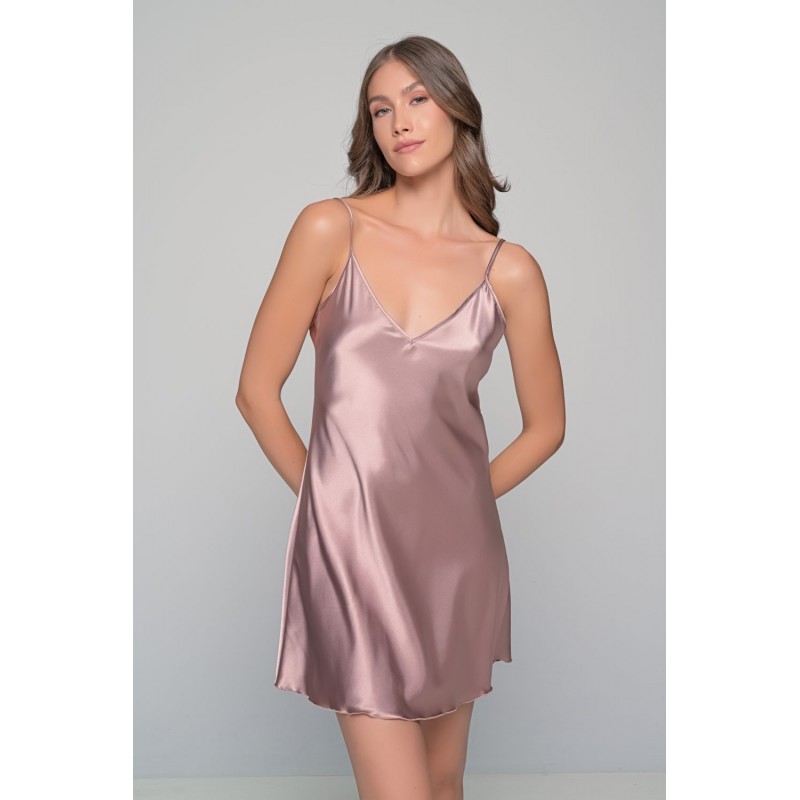 Milena Women s Satin Nightdress V Neckline