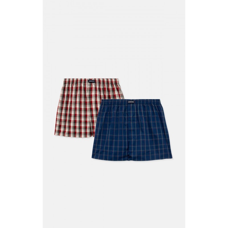 Minerva Men s Cotton Popline Loose Boxers Stripes & Plaid Design 2 Pack