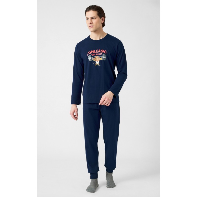 Minerva Men s Cotton Long Sleeved Pajamas The Beast Design