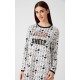 Minerva Women s Cotton Nightdress All Over Grey-Pink Sheep