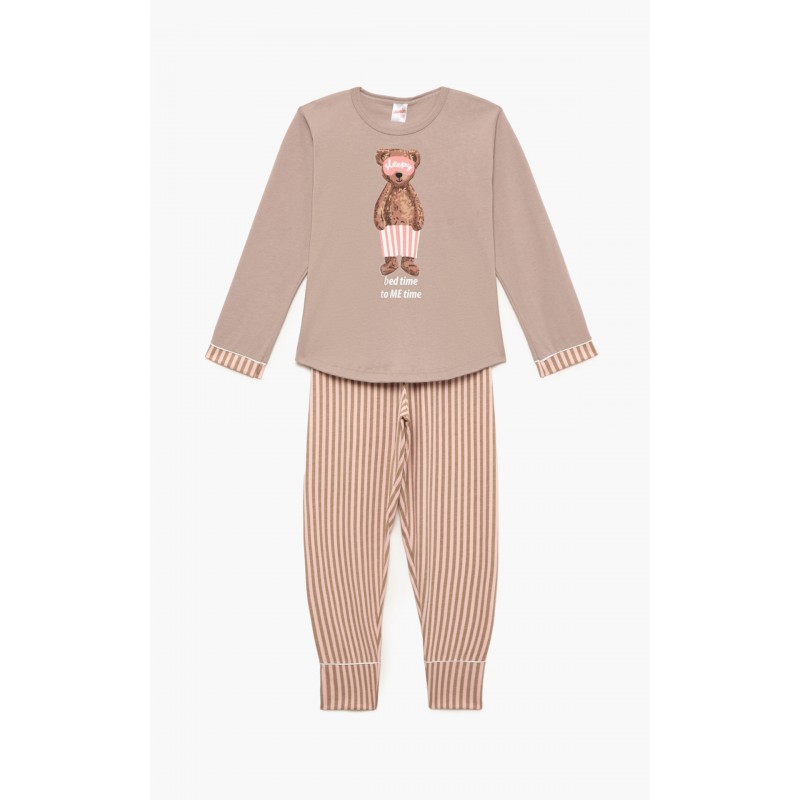 Minerva Girls Cotton Pajamas Bed Time Coffee Color