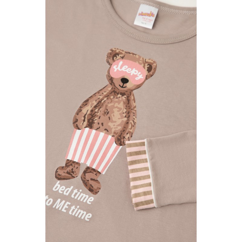 Minerva Girls Cotton Pajamas Bed Time Coffee Color