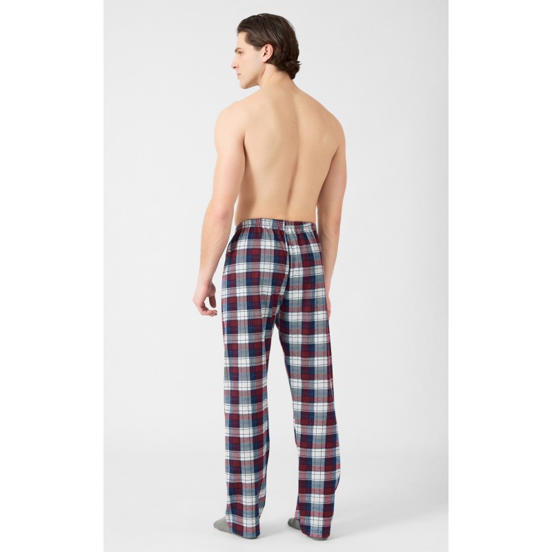 Minerva Men s Cotton Plaid Pajamas Pants Grey Bordeaux