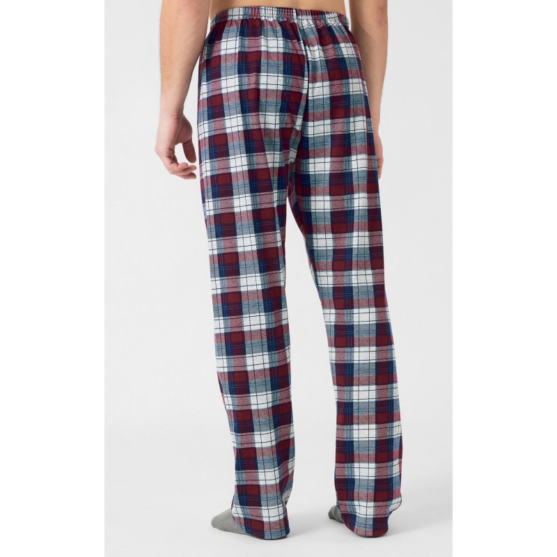 Minerva Men s Cotton Plaid Pajamas Pants Grey Bordeaux