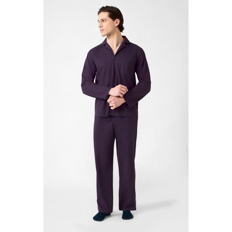 Minerva Men s Cotton Buttoned Pajamas All Over Print