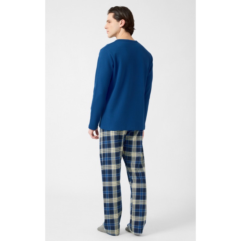 Minerva Men s Cotton Long Sleeved Pajamas Waffle