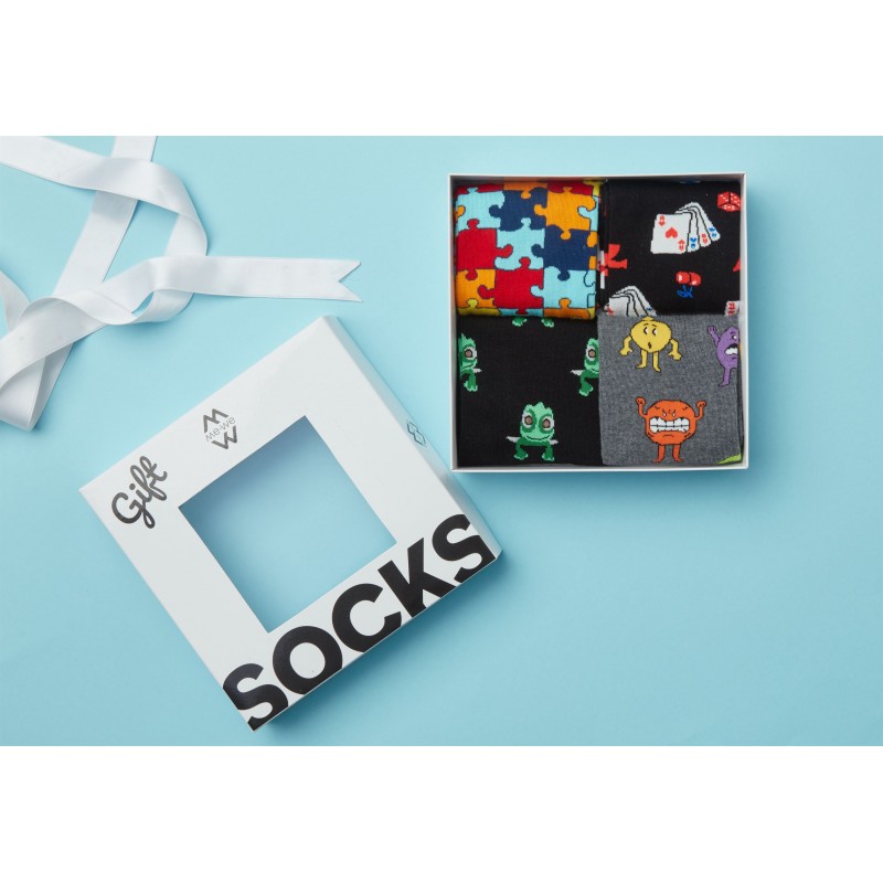 Me We Men s Cotton Socks Gift Box 4 Pairs Fashion Designs