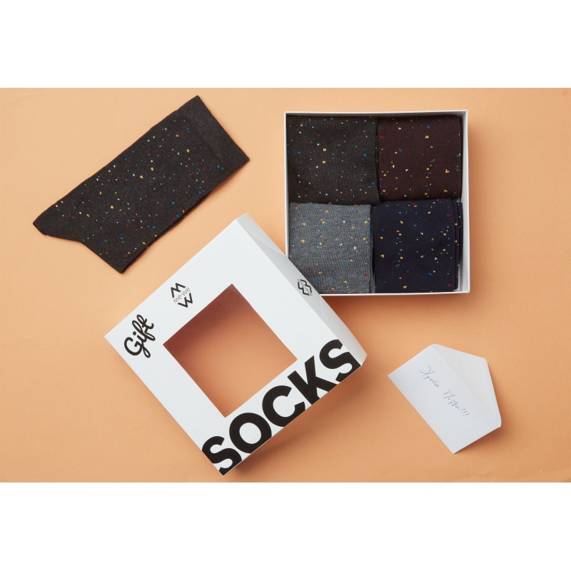 Me We Men s Cotton Socks Gift Box 4 Pairs Spots Designs