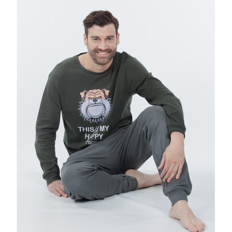 Mei Men s CottonPajamas Bulldog Face