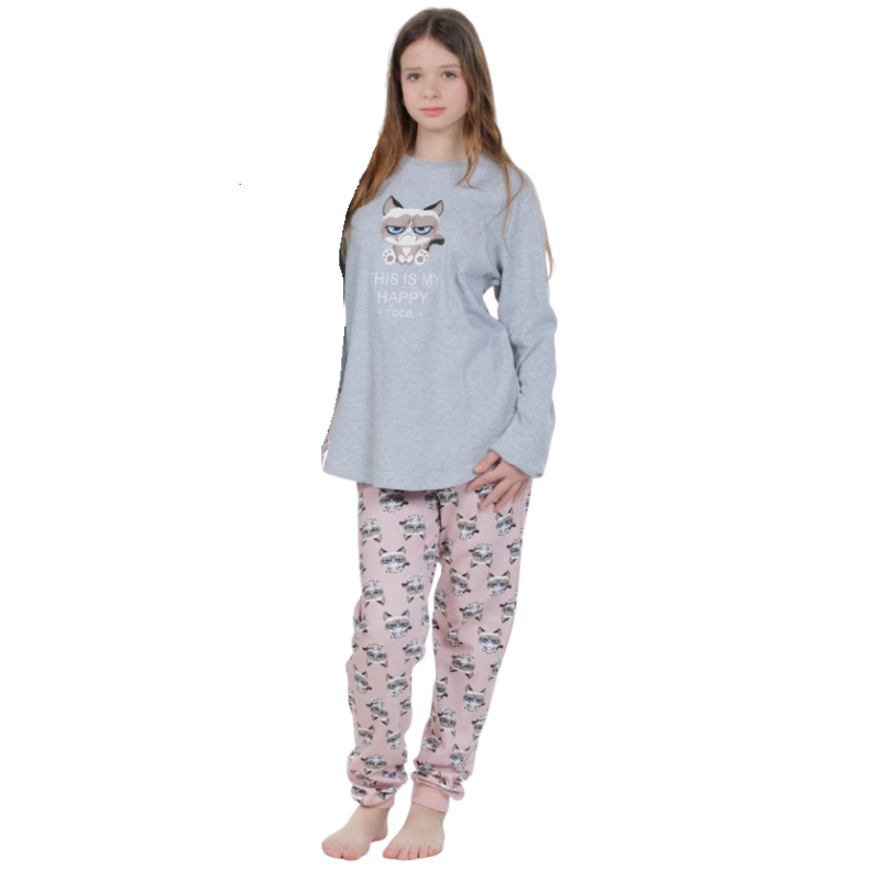 Mei Girls Cotton Pajamas Happy Face