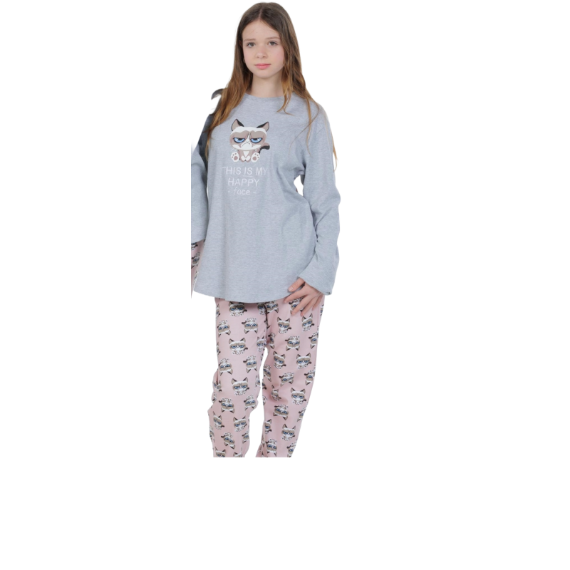 Mei Girls Cotton Pajamas Happy Face