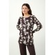 Vamp Women s Micro Modal Long Sleeved Pajamas Floral Design Brown Color