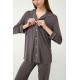 Vamp Women s Buttoned Micro Modal Pajamas Set Polka Dot Gray Mauve