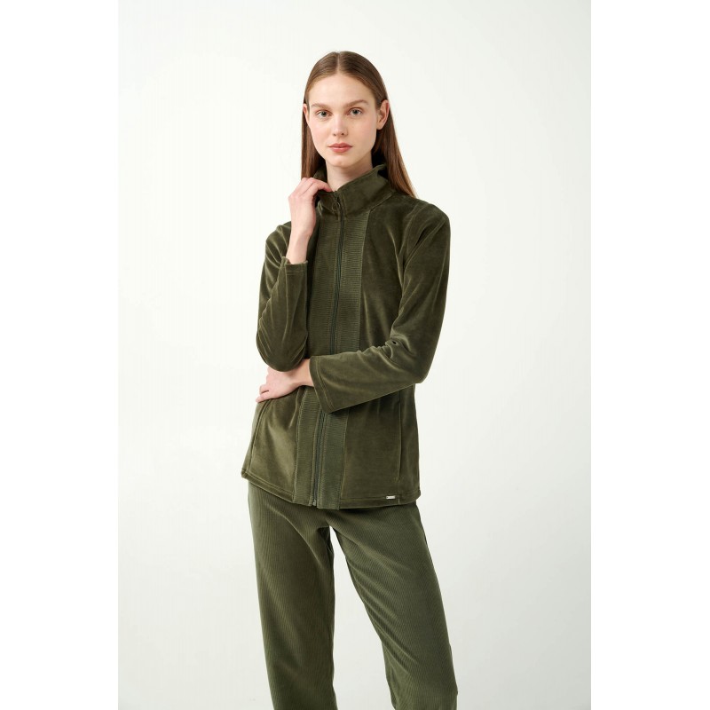 Vamp Women s Velour Tracksuit Olive Color