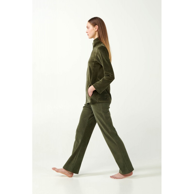 Vamp Women s Velour Tracksuit Olive Color