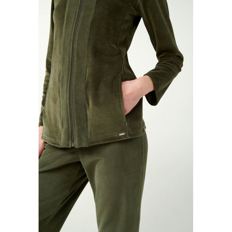 Vamp Women s Velour Tracksuit Olive Color