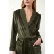 Vamp Women s Velour Robe With Belt Olive Color