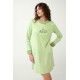 Vamp Women s Cotton Long Sleeved Nightdress With Fleece Details Green Foam