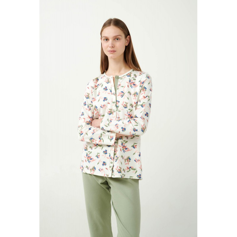 Vamp Women s Cotton Floral Pajamas Green Tea