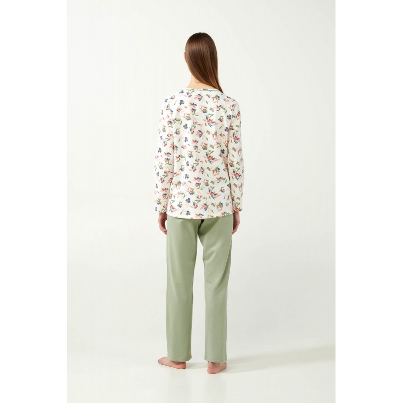 Vamp Women s Cotton Floral Pajamas Green Tea