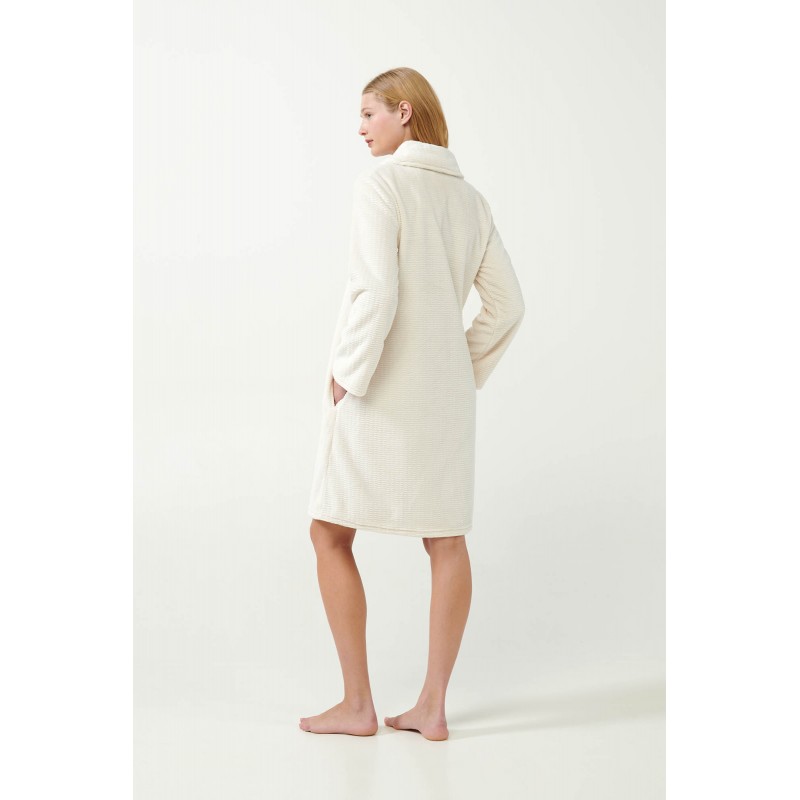 Vamp Women s Fleece Robe With Buttons Beige Skin