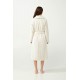 Vamp Women s Long Fleece Robe With Belt Beige Skin Color