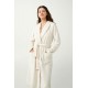 Vamp Women s Long Fleece Robe With Belt Beige Skin Color