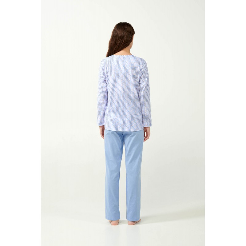 Vamp Women s Cotton Long Sleeved Pajamas Set Blue Bel Air