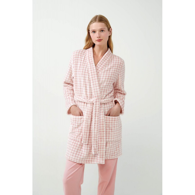 Vamp Women s Fleece Robe With Belt Pink Pie De Pull