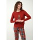 Vamp Women s Cotton Long Sleeved Pajamas Set Red Terracota Dog Design