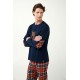 Vamp Men s Cotton Long Sleeved Pajamas Dog Design & Plaid Pants