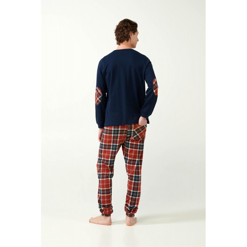 Vamp Men s Cotton Long Sleeved Pajamas Dog Design & Plaid Pants