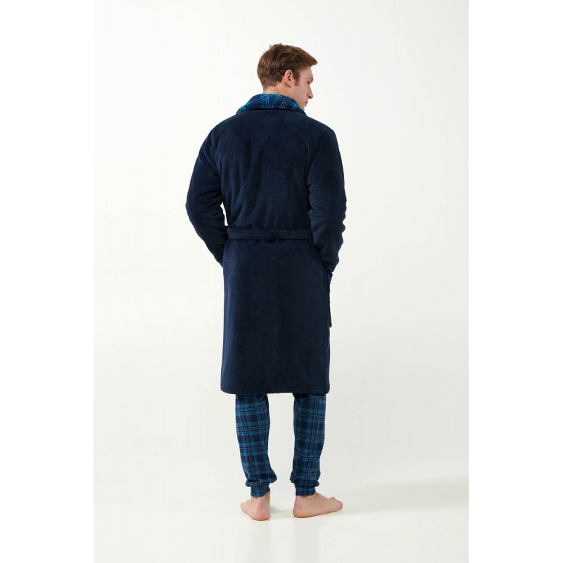 Vamp Men s Fleece Long Robe With Pattern