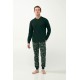 Vamp Men s Cotton Long Sleeved Pajamas Plus Sizes Green Deep Forest