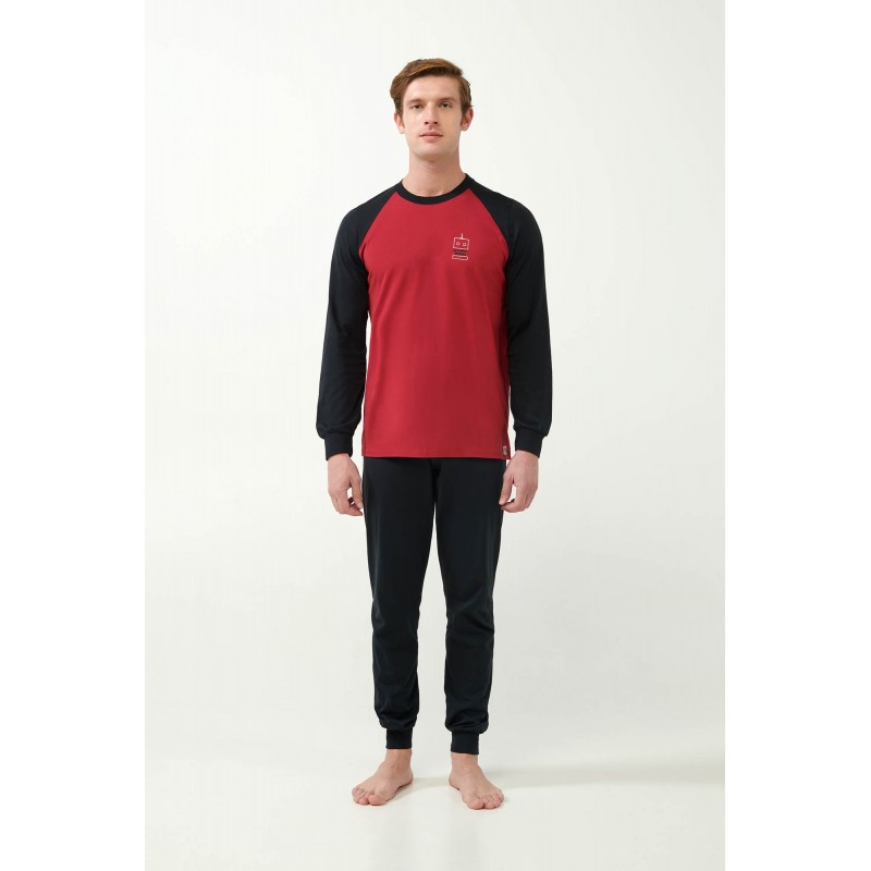 Vamp Men s Cotton Long Sleeved Pajamas Red Chilli Peper