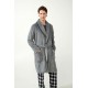 Vamp Men s Long Fleece Robe With Belt Grey Color