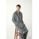 Vamp Men s Long Fleece Robe With Belt Grey Color