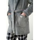 Vamp  Men s Short Fleece Robe With Belt Grey Color