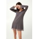 Vamp Women s Micro Modal Long Sleeved Nightdress Gray Mauve Polka Dot Design