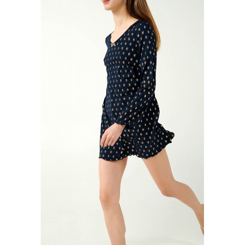 Vamp Women s Shorty Micro Modal Blue Print Nightdress