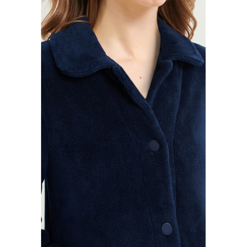 Vamp Women s Fleece Robe With Buttons Blue Color