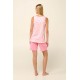 Vamp Women s Cotton Pajamas Short Pants Sleeveless Pink Sea