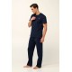 Vamp Men s Cotton 3 Pieces Pajamas Short & Long Pants Blue