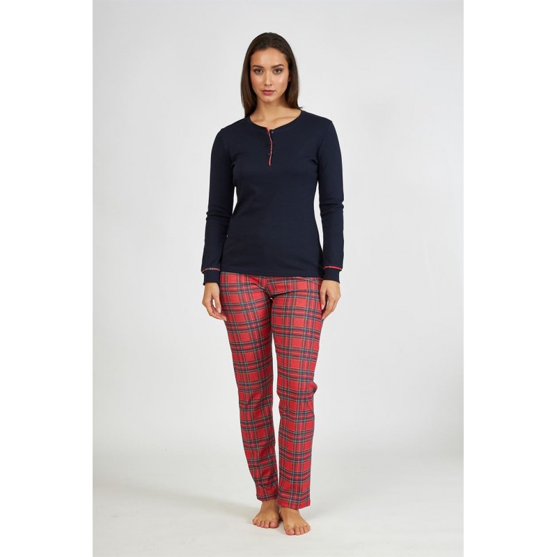 Harmony Women s Cotton Pajamas With Plaid Details & Pants