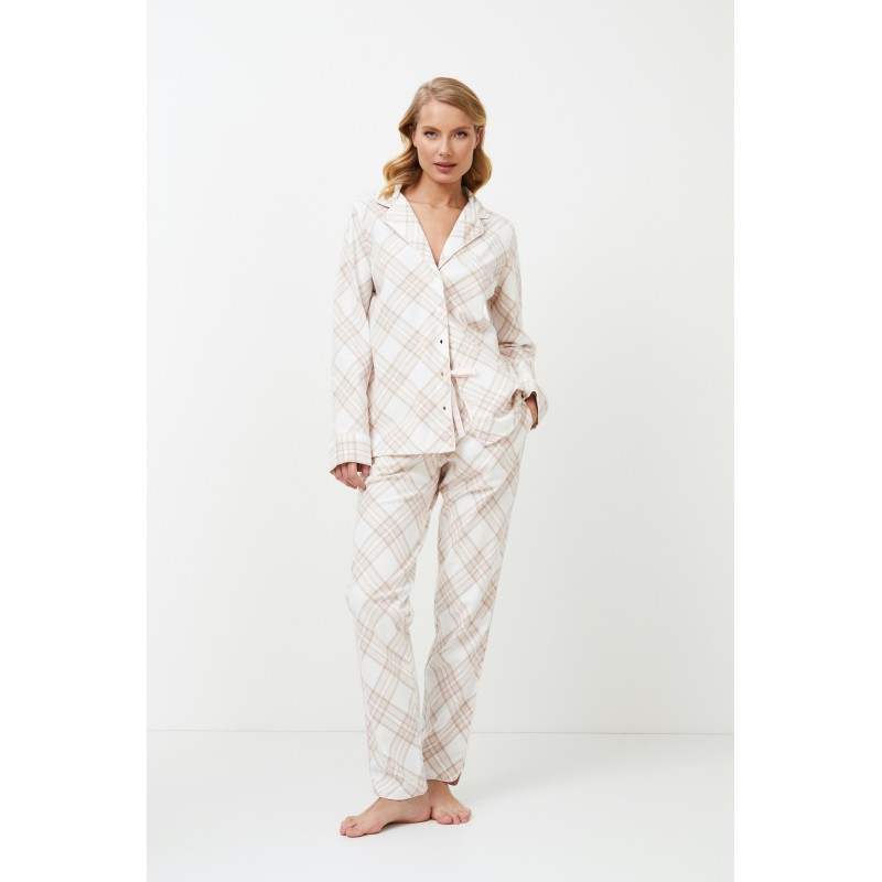 Aruelle Women s Buttoned Cotton Pajamas Plaid Design With Lurex Details Camille