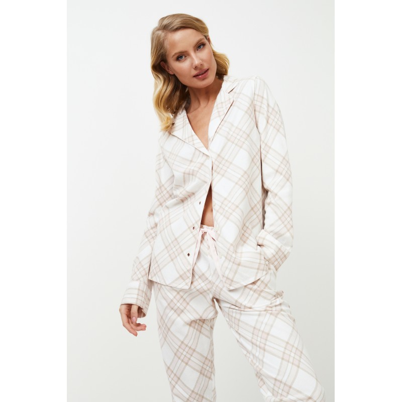 Aruelle Women s Buttoned Cotton Pajamas Plaid Design With Lurex Details Camille