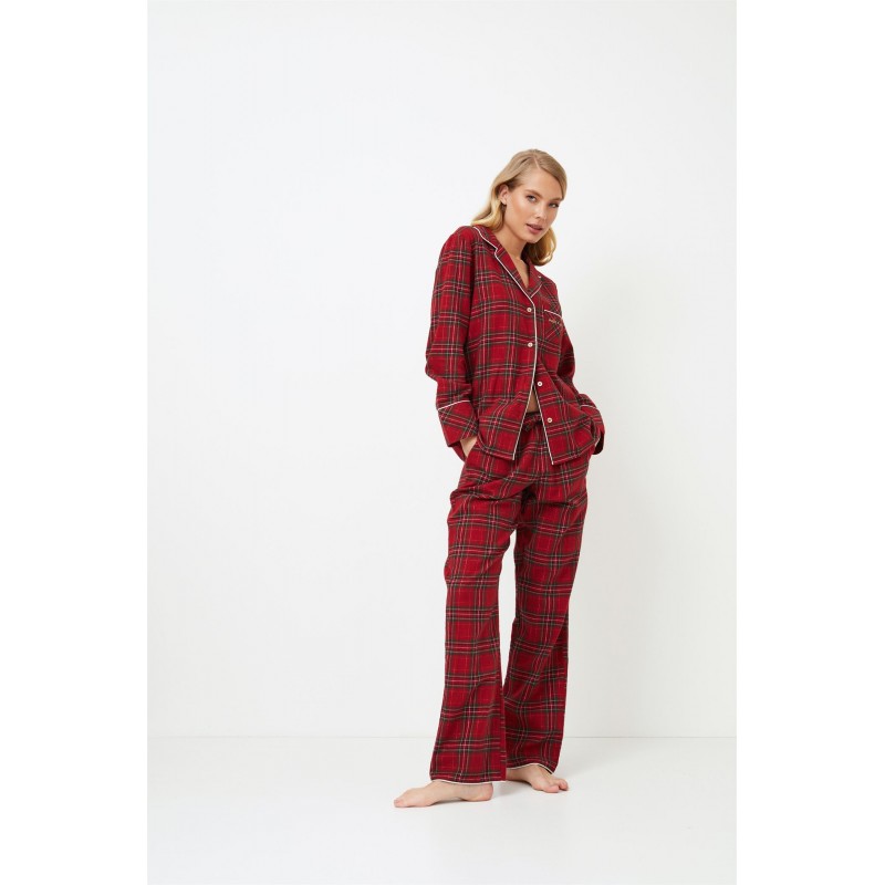 Aruelle Women s Cotton Buttoned Pajamas Lurex Holly Festive Design